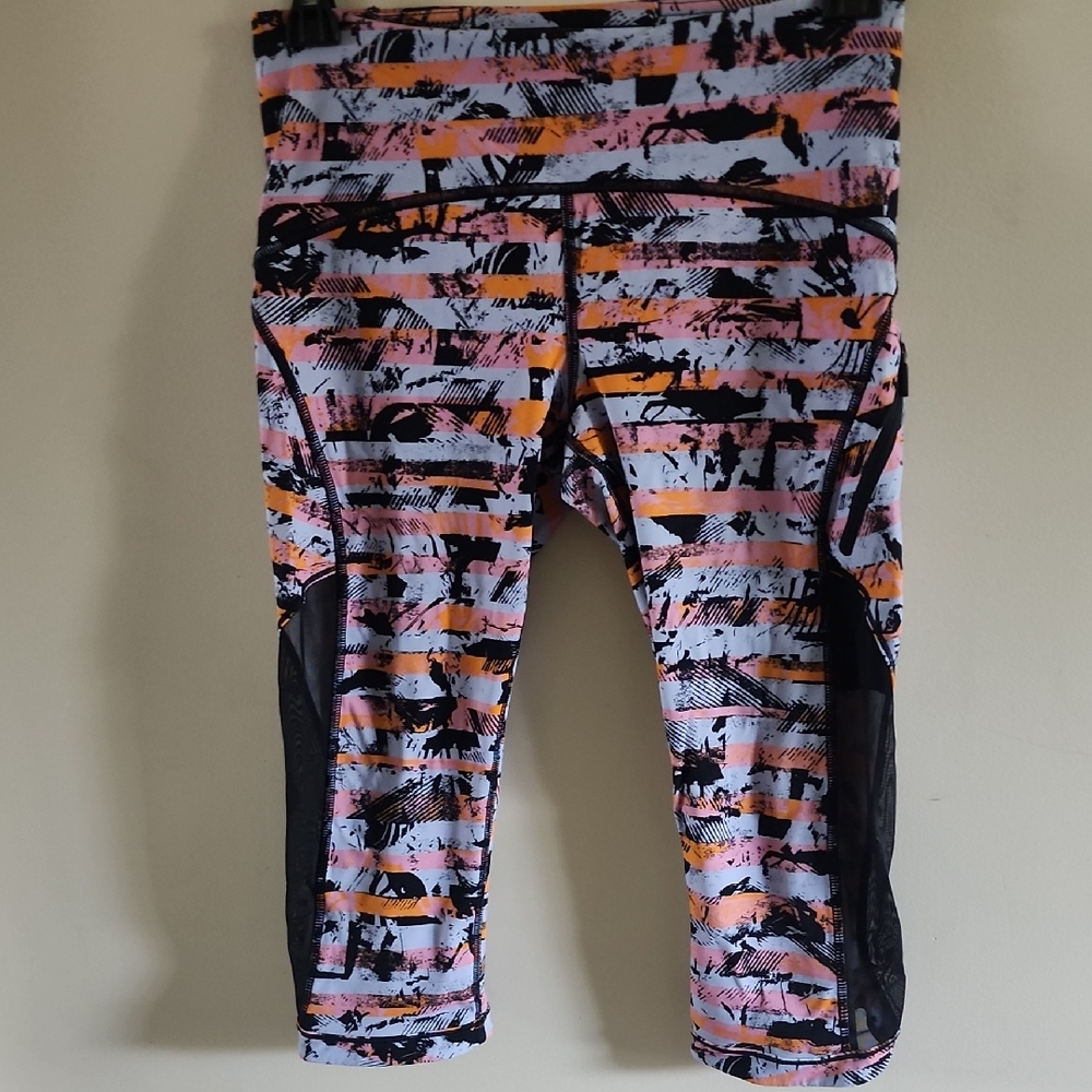 Lululemon Athletica Pink and Orange Leggings 3/4 Length Womes Size 4
